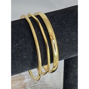 Vintage Monet Gold Tone 3 pc Lot Bangle Bracelet Stack Small See Measurements
